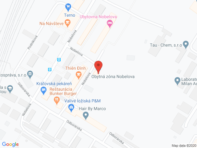 Google map: Residential zone Nobelova, Bratislava